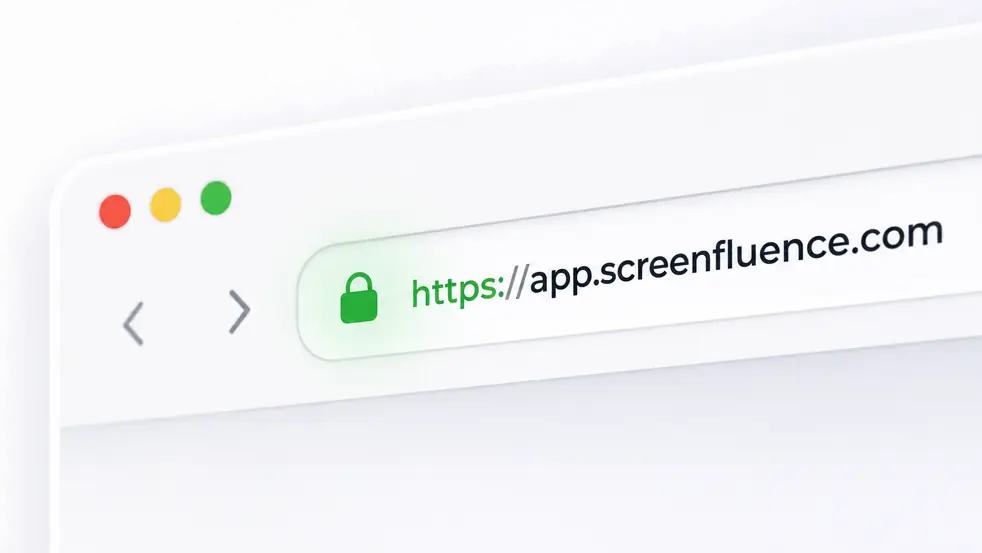 Illustration of a secure HTTPS connection with TLS encryption